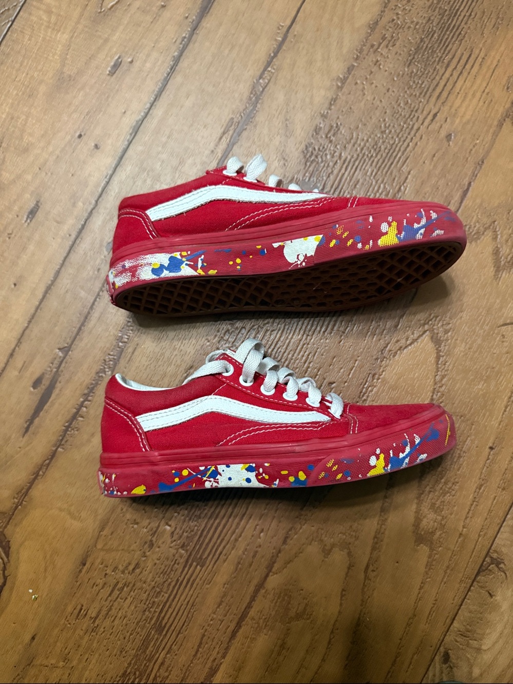 Vans Old Skool Shoes Paint Splatter Trainers for Kids SZ1.5